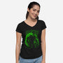 The Big Guy Under The Rain-Womens-V-Neck-Tee-kharmazero