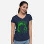 The Big Guy Under The Rain-Womens-V-Neck-Tee-kharmazero