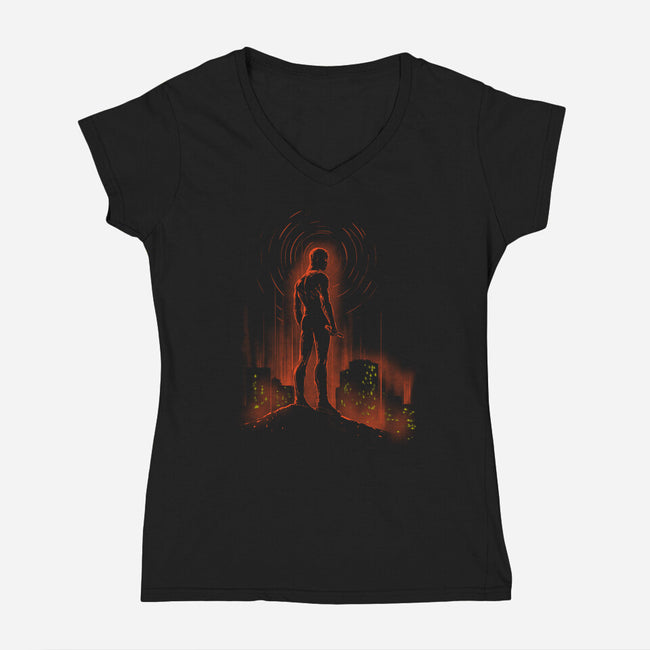 I See A World On Fire-Womens-V-Neck-Tee-kharmazero