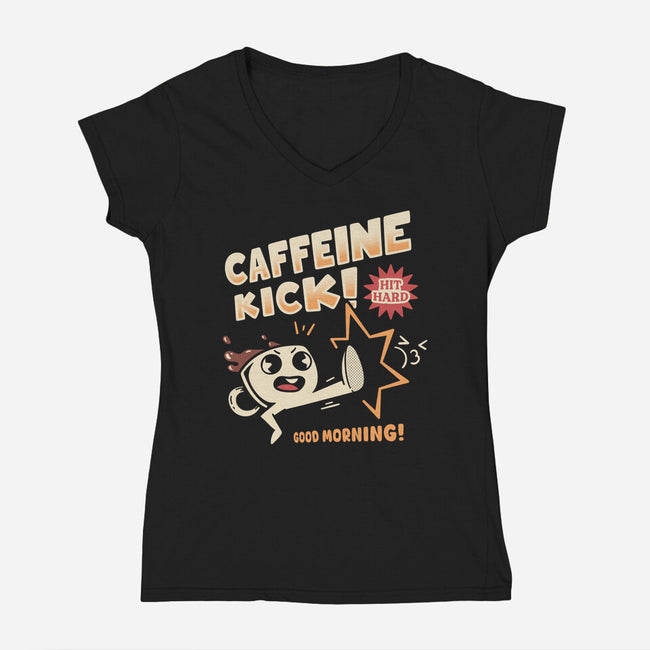 Caffeine Kick-Womens-V-Neck-Tee-rarpoint
