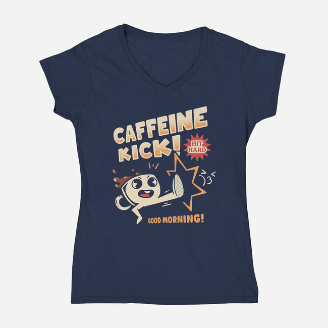 Caffeine Kick-Womens-V-Neck-Tee-rarpoint