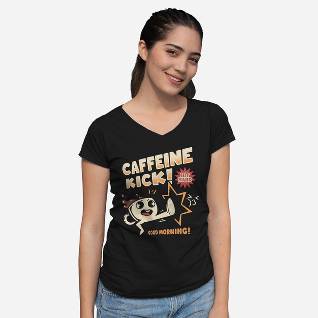 Caffeine Kick-Womens-V-Neck-Tee-rarpoint