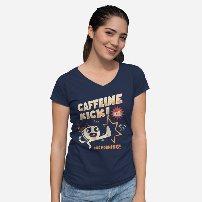 Caffeine Kick-Womens-V-Neck-Tee-rarpoint
