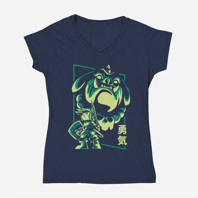 Courage And Ganon-Womens-V-Neck-Tee-arace