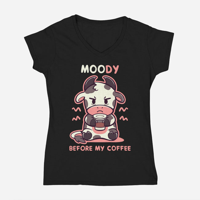 Moody Before My Coffee-Womens-V-Neck-Tee-TechraNova