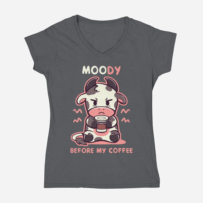 Moody Before My Coffee-Womens-V-Neck-Tee-TechraNova