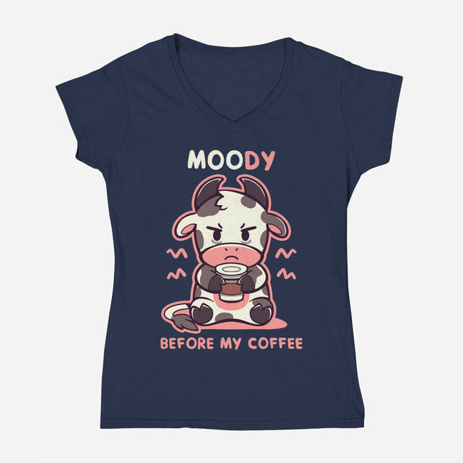 Moody Before My Coffee-Womens-V-Neck-Tee-TechraNova