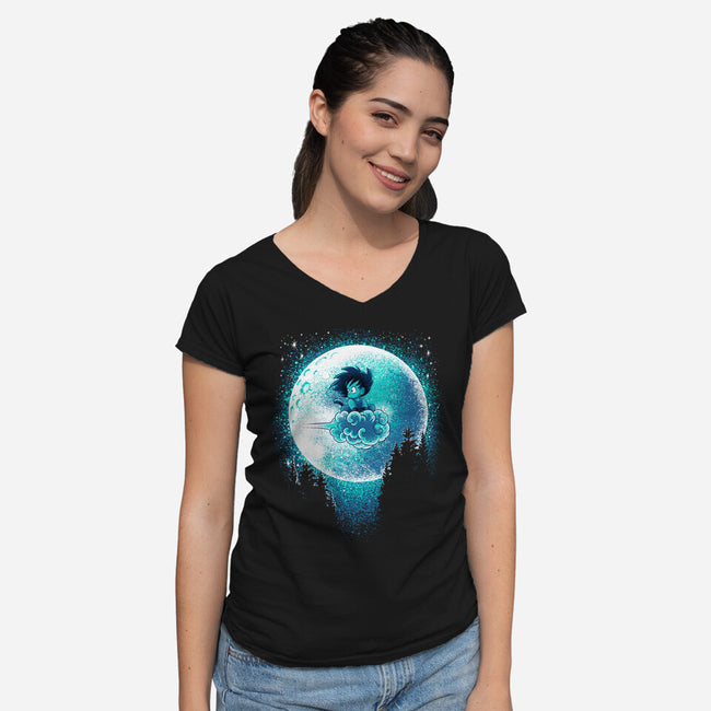 Beautiful And Dangerous Moon-Womens-V-Neck-Tee-Tronyx79