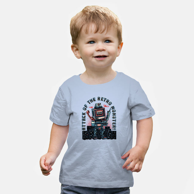 Attack Of The Retro Monster-Baby-Basic-Tee-momma_gorilla
