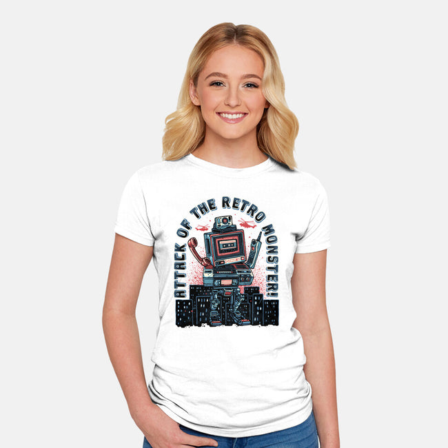 Attack Of The Retro Monster-Womens-Fitted-Tee-momma_gorilla