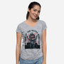 Attack Of The Retro Monster-Womens-V-Neck-Tee-momma_gorilla