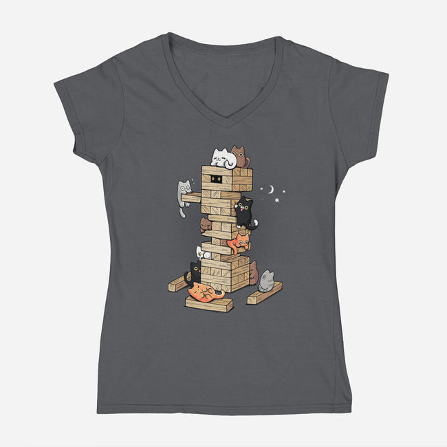 Gaming Kittens-Womens-V-Neck-Tee-Vallina84