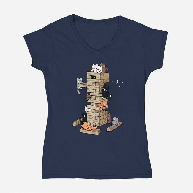 Gaming Kittens-Womens-V-Neck-Tee-Vallina84