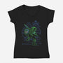 Neon Line-Art Hyrule Savior-Womens-V-Neck-Tee-Astrobot Invention