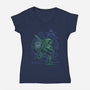 Neon Line-Art Hyrule Savior-Womens-V-Neck-Tee-Astrobot Invention