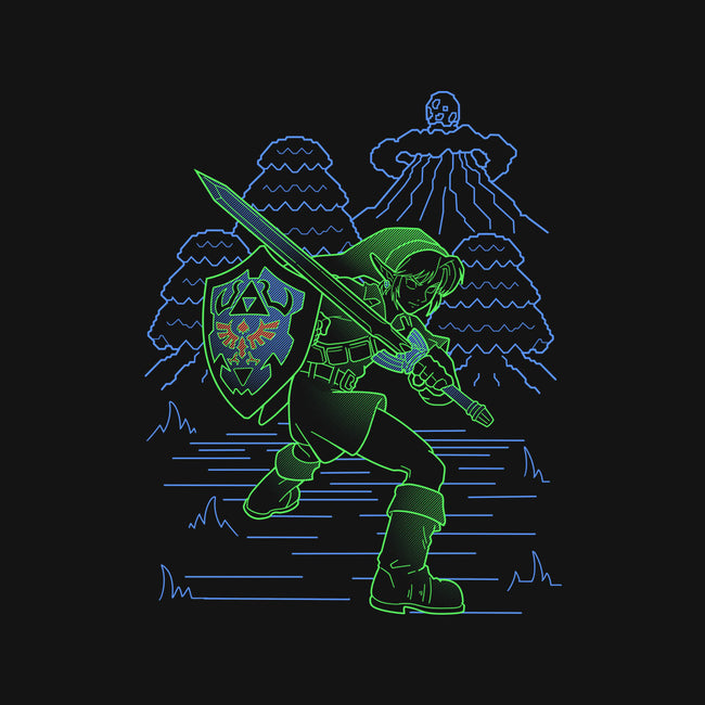 Neon Line-Art Hyrule Savior-Mens-Heavyweight-Tee-Astrobot Invention