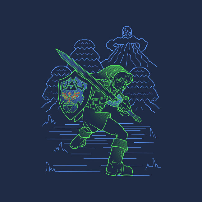 Neon Line-Art Hyrule Savior-Mens-Long Sleeved-Tee-Astrobot Invention