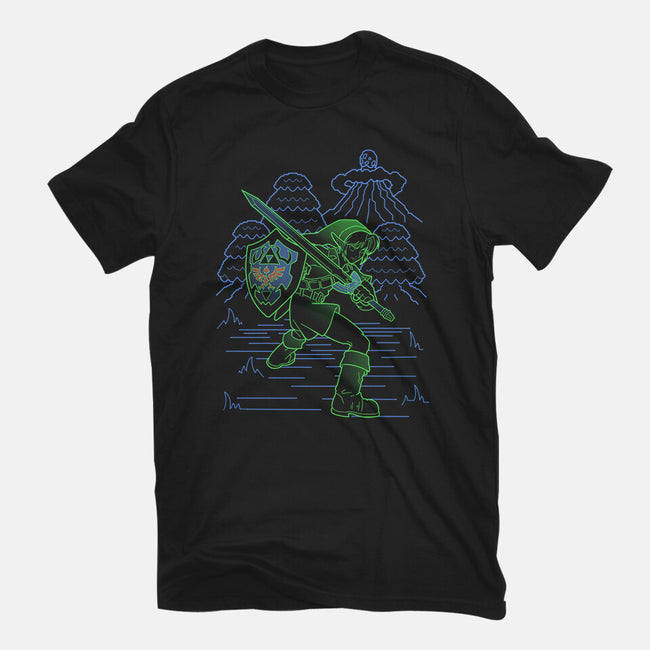 Neon Line-Art Hyrule Savior-Mens-Heavyweight-Tee-Astrobot Invention
