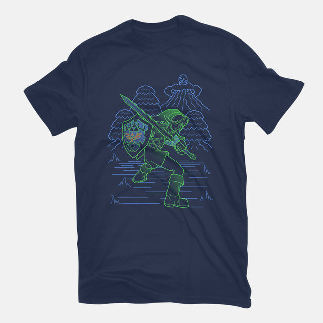 Neon Line-Art Hyrule Savior-Mens-Heavyweight-Tee-Astrobot Invention