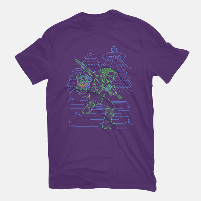 Neon Line-Art Hyrule Savior-Womens-Fitted-Tee-Astrobot Invention