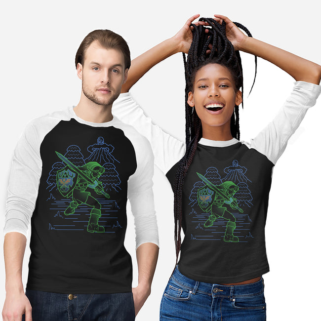 Neon Line-Art Hyrule Savior-Unisex-Baseball-Tee-Astrobot Invention