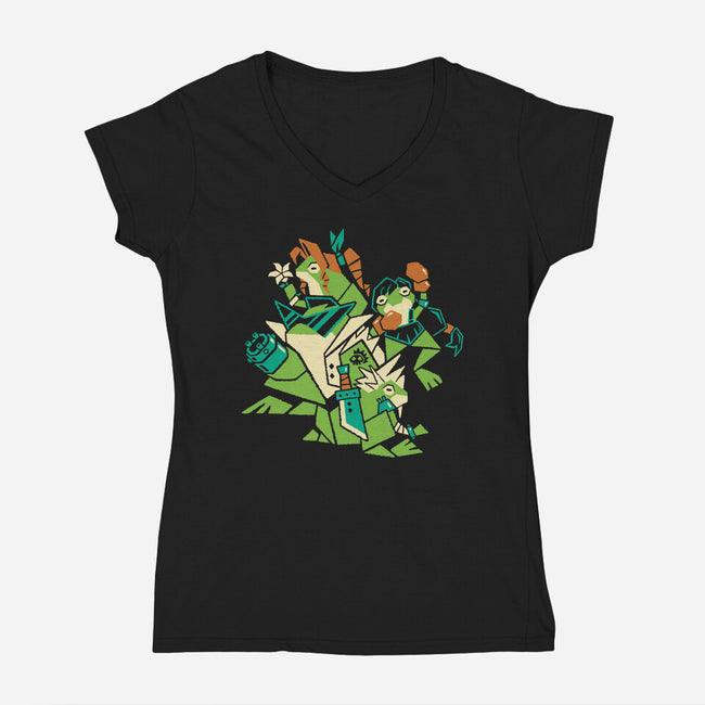 Croaking Saviors-Womens-V-Neck-Tee-Henrique Torres