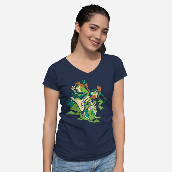 Croaking Saviors-Womens-V-Neck-Tee-Henrique Torres
