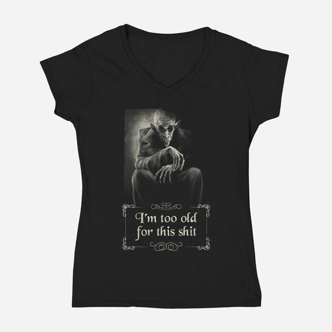Nosferatu Is Too Old-Womens-V-Neck-Tee-zascanauta