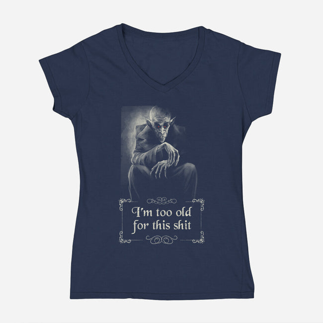 Nosferatu Is Too Old-Womens-V-Neck-Tee-zascanauta