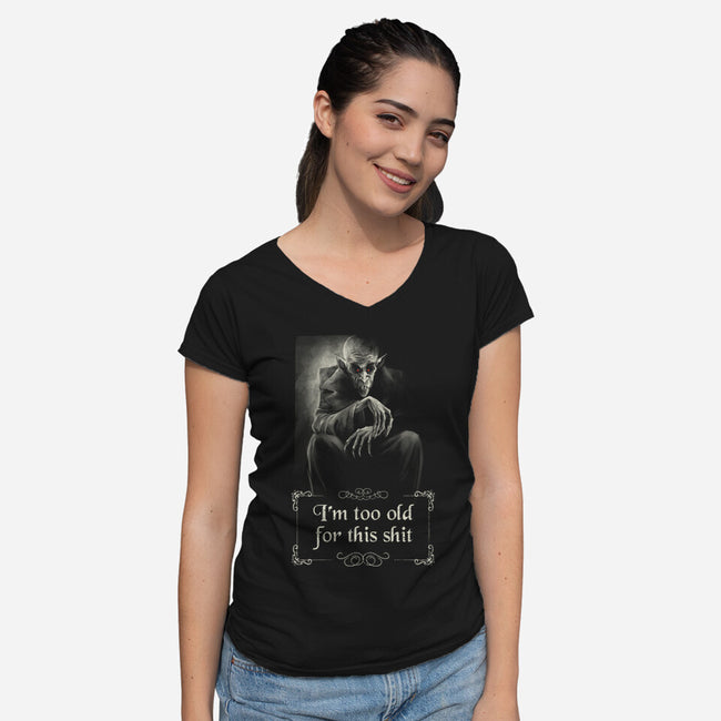 Nosferatu Is Too Old-Womens-V-Neck-Tee-zascanauta