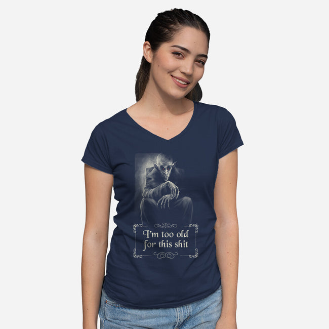 Nosferatu Is Too Old-Womens-V-Neck-Tee-zascanauta