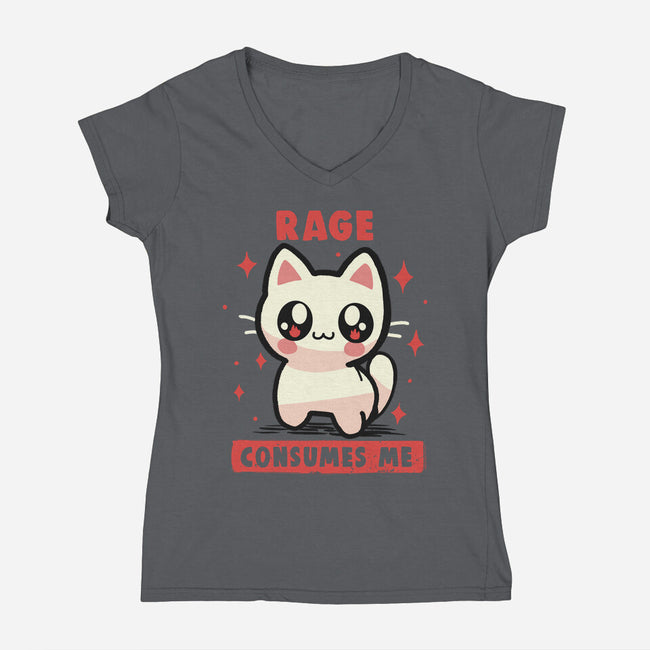Rage Consumes Me-Womens-V-Neck-Tee-TechraNova