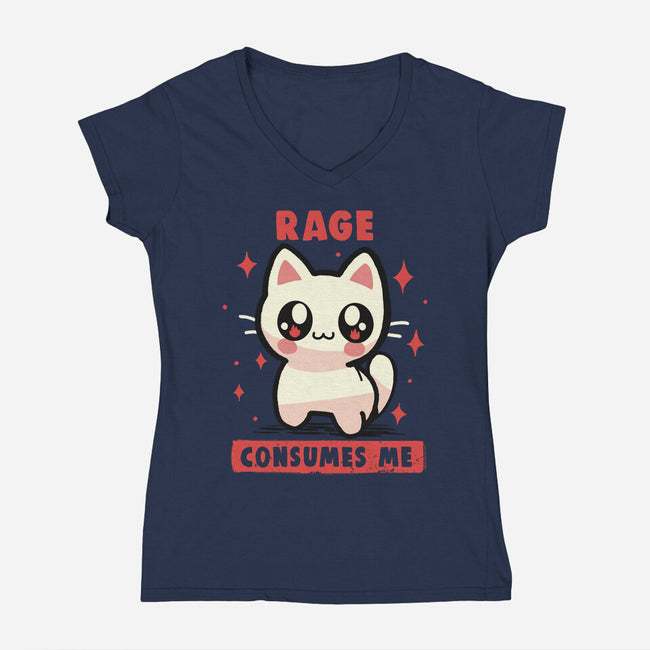Rage Consumes Me-Womens-V-Neck-Tee-TechraNova