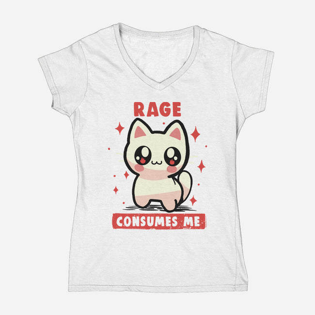 Rage Consumes Me-Womens-V-Neck-Tee-TechraNova