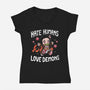 Hate Humans Love Demons-Womens-V-Neck-Tee-Vallina84