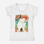 Frog Garden-Womens-V-Neck-Tee-dandingeroz