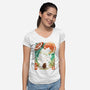 Frog Garden-Womens-V-Neck-Tee-dandingeroz
