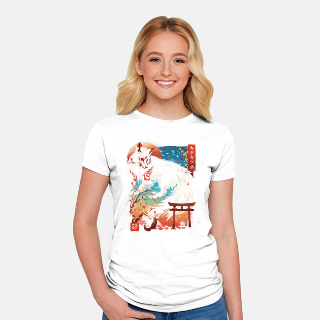 Kitsune Spirit-Womens-Fitted-Tee-dandingeroz