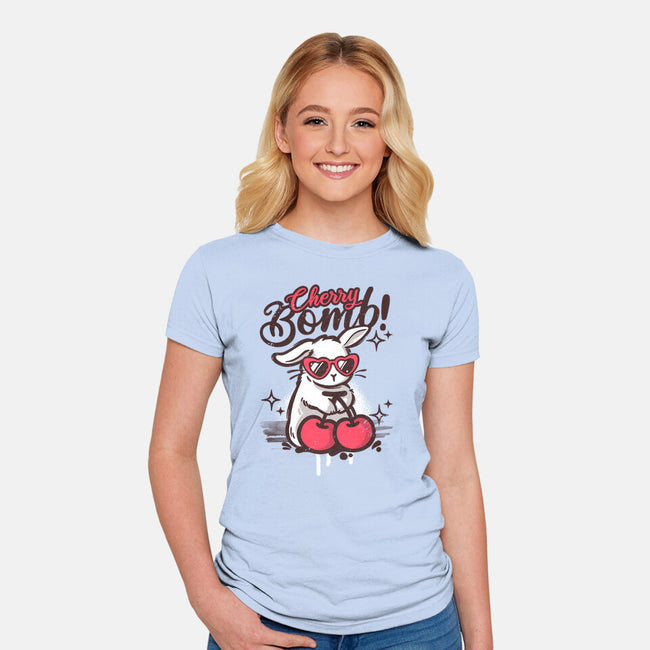 Cherry Bomb Bunny-Womens-Fitted-Tee-NemiMakeit