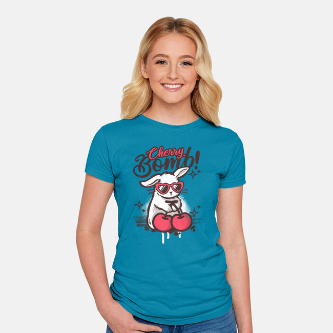 Cherry Bomb Bunny-Womens-Fitted-Tee-NemiMakeit