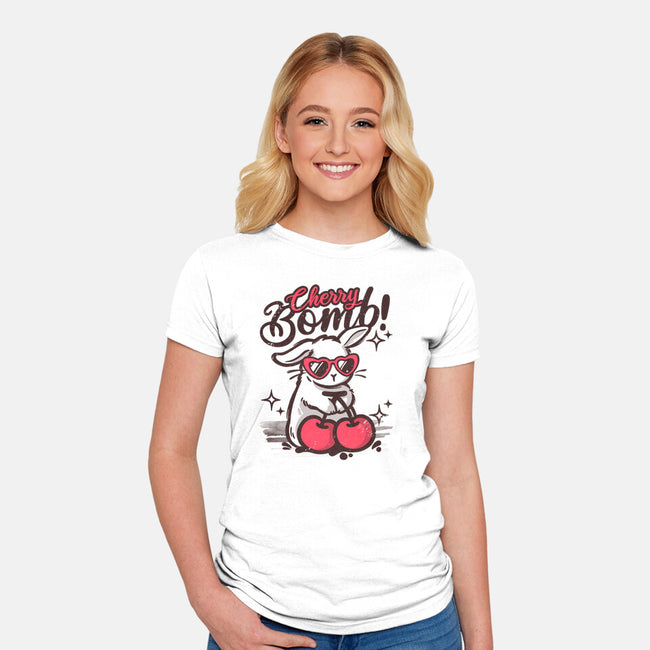 Cherry Bomb Bunny-Womens-Fitted-Tee-NemiMakeit