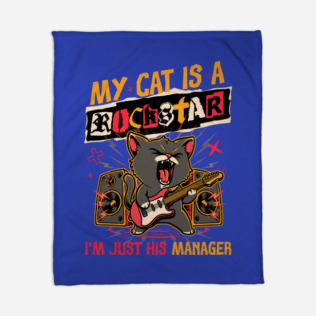 Rockstar Cat Manager-None-Fleece-Blanket-Studio Mootant