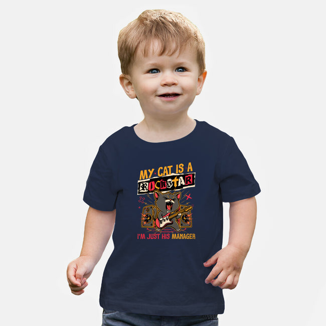 Rockstar Cat Manager-Baby-Basic-Tee-Studio Mootant