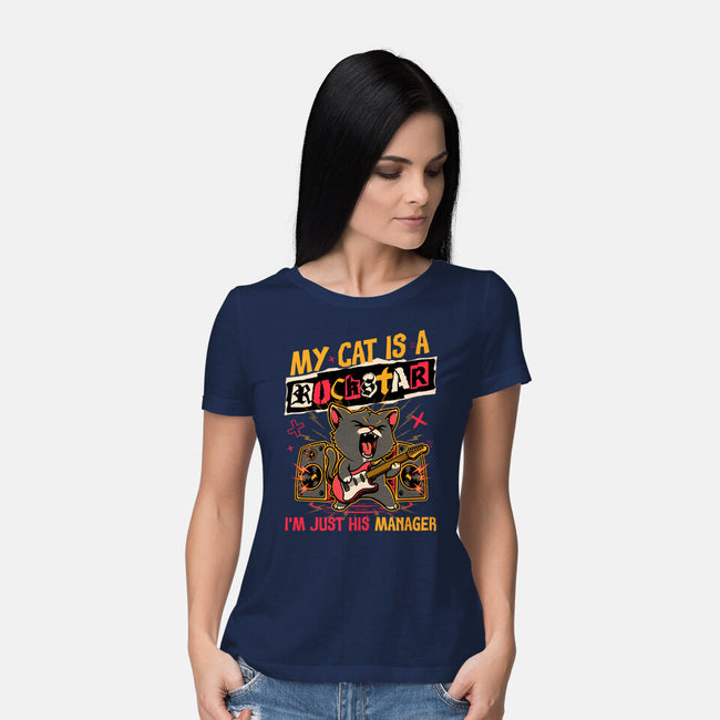 Rockstar Cat Manager-Womens-Basic-Tee-Studio Mootant
