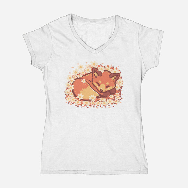 Daisy Spring Fox-Womens-V-Neck-Tee-TechraNova