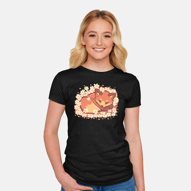 Daisy Spring Fox-Womens-Fitted-Tee-TechraNova