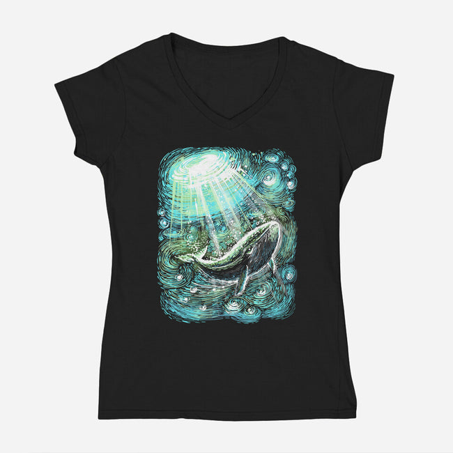 Starry Whale-Womens-V-Neck-Tee-zascanauta