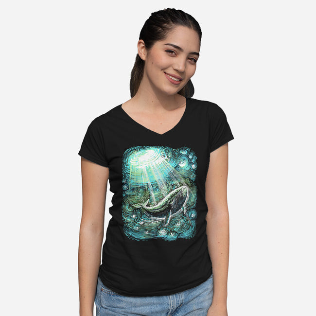 Starry Whale-Womens-V-Neck-Tee-zascanauta