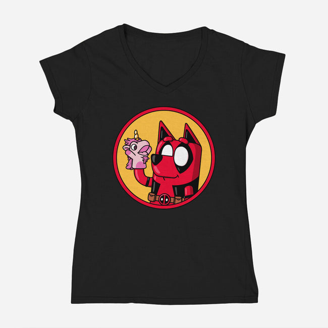 Dadpool-Womens-V-Neck-Tee-Raffiti