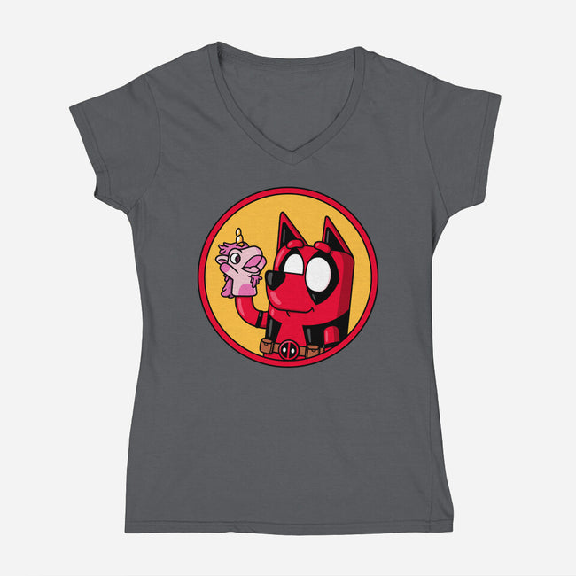 Dadpool-Womens-V-Neck-Tee-Raffiti
